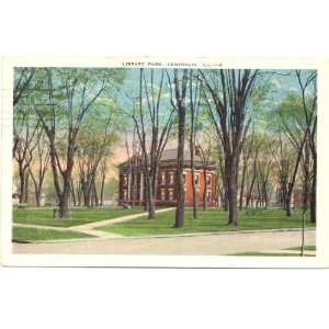   Vintage Postcard Library Park Centralia Illinois 