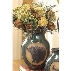  Bear Wide Neck Pottery Vase