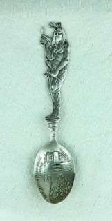   Antique Ornate Indian Papoose Swastika Sterling Souvenir Spoon  