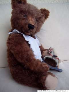 ANTIQUE STEIFF TEDDY BEAR 1904 BROWN w. GROWLER 25.6 INCHES TALL 