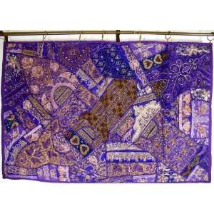   Purple India Inspired Ethnic Decor Sari Wall Tapestry