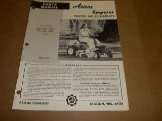 c75) Ariens Parts List Manual Emperor Riding Mower  