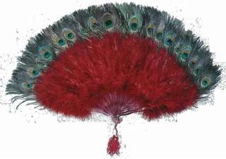 marabou feather fan w peacock wine