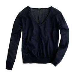 Featherweight cotton V neck sweater