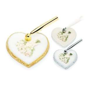  Wedding Guest Book Pen with Bouquet Heart Base and Pearl 