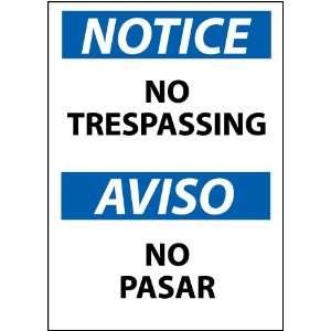  Notice, No Trespassing Bilingual, 14X10, .040 Aluminum 