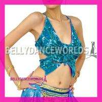 BELLY DANCE COSTUME BUTTERFLY SEQUINED HALTER TOP 8 CLR  