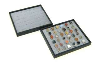 Set of 2 Grey 36 Ring Jewelry Display Storage Trays  
