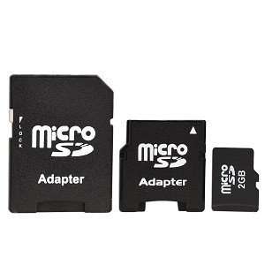   Hardware 2GB microSD Memory Card w/mini SD & SD Adapter Electronics
