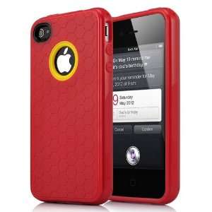  Hexagon Pattern TPU Case Cover For iPhone 4 and 4S RED 