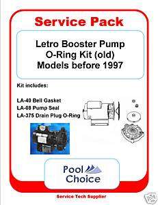 Old Style Letro Booster Pump Gasket, O ring & Seal Kit  