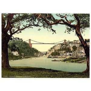 Clifton suspension bridge from ferry,Bristol,England 