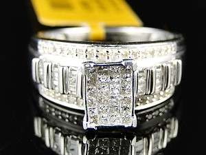 WHITE GOLD FINISH PRINCESS CUT DIAMOND ENGAGEMENT BRIDAL WEDDING RING 
