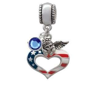  Patriotic Angel Heart European Charm Bead Hanger with 