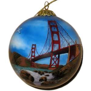   Hand Painted Glass Ornament, Golden Gate Bridge CO 206