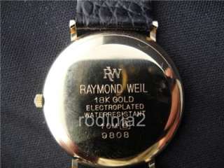 Pre Owned Mens Raymond Weil 18K Gold plated and Diamond with Black 
