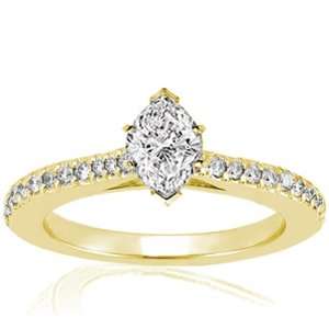  1 Ct Marquise Shape Diamond Engagement Ring Pave SI2 D 