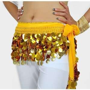 Multi Row Paillettes Gold Coins Belly Dance Wrap & Hip Scarf, Lively 