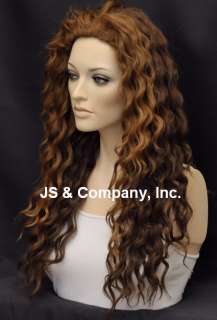 Human Hair Blend Wig Long Wavy Brown Blonde mix 22 Heat Safe H27/4/30 