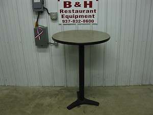 30 Tall Round Tan Restaurant Cafe Table w/ Black Base  