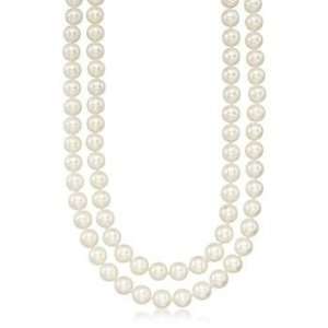  7mm Pearl Double Strand Necklace With 14kt Yellow Gold Clasp Jewelry