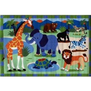  Area Rug   Olive Kids Wild Animals Multi colored 39 In x 