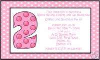 Girls 2nd Birthday Party Invitations~Second~Polka Dot  