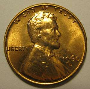 1960 D Large Date Lincoln Memorial Cent Penny BU RED  