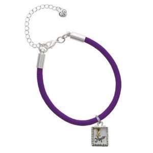   Box Hope with Gold Ribbon Charm on a Purple Malibu Charm Bracelet