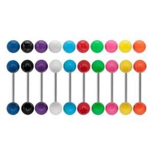   lot Neon Colors Uv New Style Stainless Steel Barbell Tongue Ring Rings