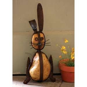  Handcrafted Metal and Stone Rabbit Statuary Patio, Lawn & Garden