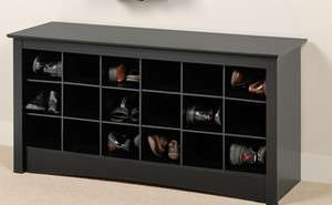 New PrePac Black BSS 4824 Shoe Storage Cubbie Bench  