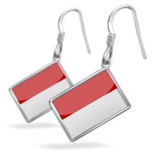  Earrings Monaco Flag with French Sterling Silver Earring 