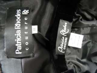Patricia Rhodes Couture Size 8 Black Velvet Uber Suit  