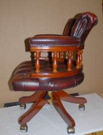 Leather Office Swivel Seat Captains Desk Chair  