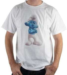 Smurfs classic cartoon Mens size L white T Shirt clothe  