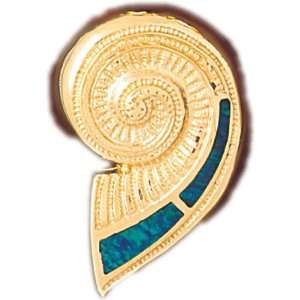  14kt Yellow Gold & Opal Sea Shell Slide Jewelry