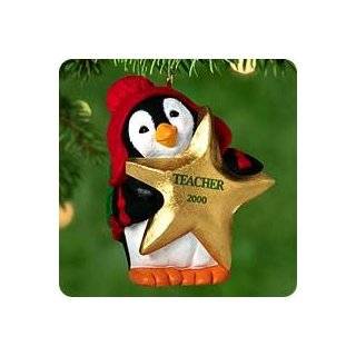   Keepsake Christmas Ornament ; Gold Star Teacher Penguin 2000 QX6951