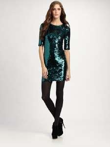 NWT BCBG MAX AZRIA MARTA 3/4 SLEEVE SEQUINED SEQUIN COCKTAIL DRESS In 
