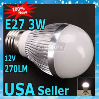 E27 3W 12V 270LM Pure White LED Lamp Light Bulb  