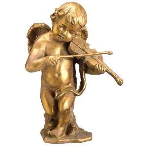    16 Cherub Playing Violin Gold Antique Musical Instruments