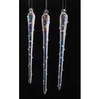 Roman Pack of 3 Snowfall Valley Sprinkled Iridescent Glass Icicle 