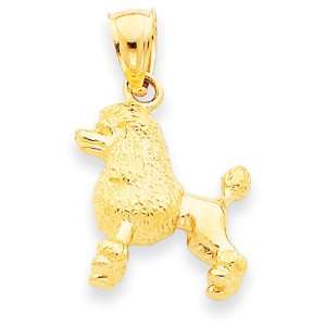  14k Yellow Gold 3 D Poodle Dog Pendant Jewelry