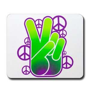  Mousepad (Mouse Pad) Peace Symbol Sign Neon Hand 