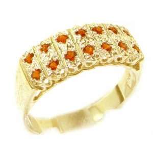  Yellow Gold Natural Garnet Victorian Style Wide Eternity Band Ring 