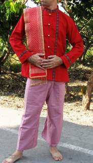 Traditional Thai Groom Wedding Set   Red Shirt   sz 5XL  