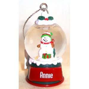  Annie Christmas Snowman Snow Globe Name Ornament 