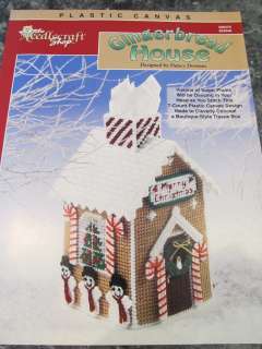   CANVAS GINGERBREAD HOUSE TISSUE KLEENEX BOX COVER PATTERN NEEDLECRAFT