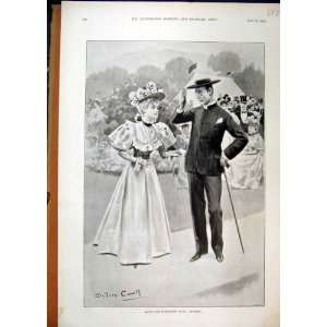  1896 Ascot Horse Race Course Man Woman Romance Print