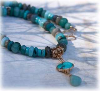 Turquoise Necklace with Labradorites, Opals ite  